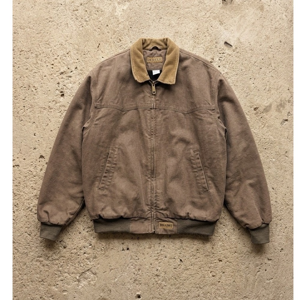 Vintage Brazos Brown Canvas Bomber‎ Jacket Chore Work Wear Mens M Streetwear
